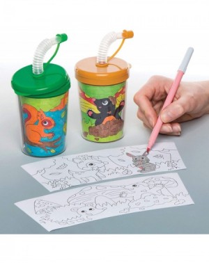 Party Tableware Colour in Woodland Animal Bendy Straw Travel Cup for Kids- Great Colour in Projects for Arts and Crafts Activ...