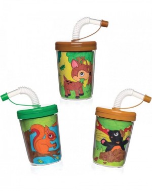 Party Tableware Colour in Woodland Animal Bendy Straw Travel Cup for Kids- Great Colour in Projects for Arts and Crafts Activ...