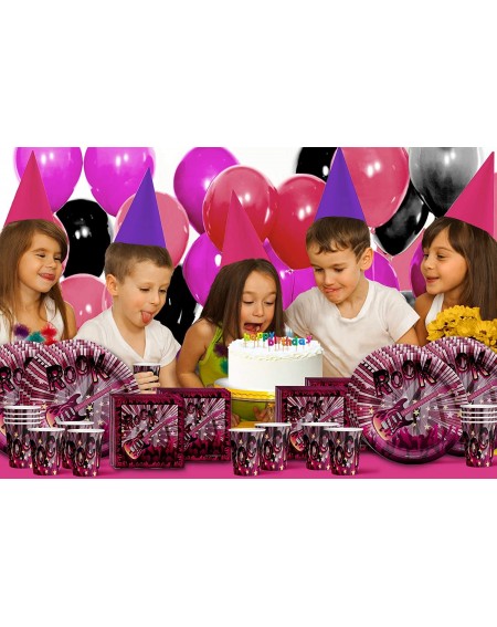 Party Packs Girl Rockstar Pink Birthday Party Supplies Set Plates Napkins Cups Tableware Kit for 16 - CB197NCT49M $12.96