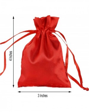 Favors 60 pcs 3x4-Inch Red Satin Drawstring Bags - Wedding Party Favors Jewelry Pouch Candy Gift Bags - Red - CK11BYCJPID $12.08