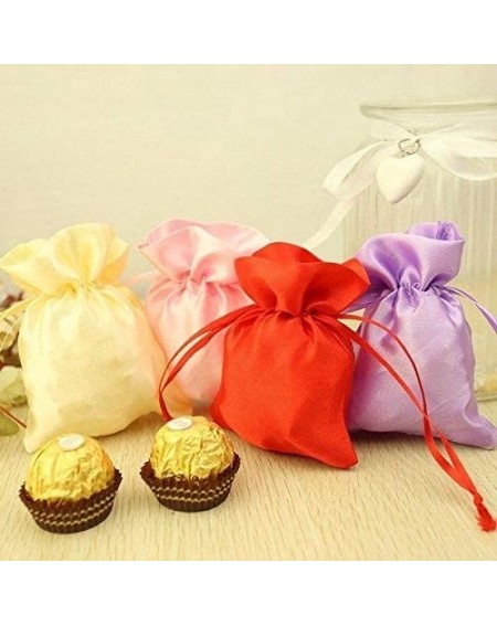 Favors 60 pcs 3x4-Inch Red Satin Drawstring Bags - Wedding Party Favors Jewelry Pouch Candy Gift Bags - Red - CK11BYCJPID $12.08