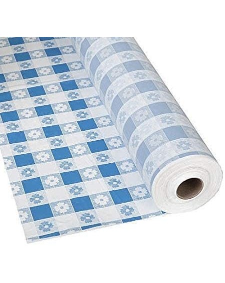 Tablecovers Plastic Party Table Cover Roll - 300 ft. x 40 in. - Disposable Banquet Tablecloth (Blue Gingham) - Blue Gingham -...