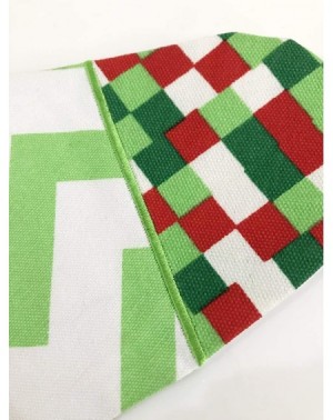 Stockings & Holders Set of 4 Family Christmas Stockings Large Holiday Stocking Cotton Canvas Red and Green Chevron Stripe Chr...