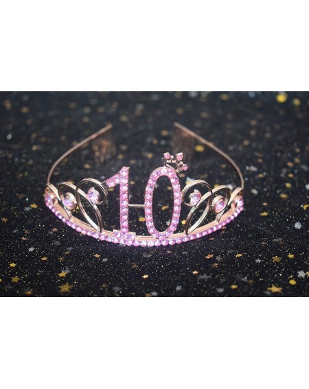 Party Packs 10th Birthday Pink Tiara and Pink Sash Happy 10th Birthday Party Supplies Birthday Girl Glitter Satin Sash and Cr...