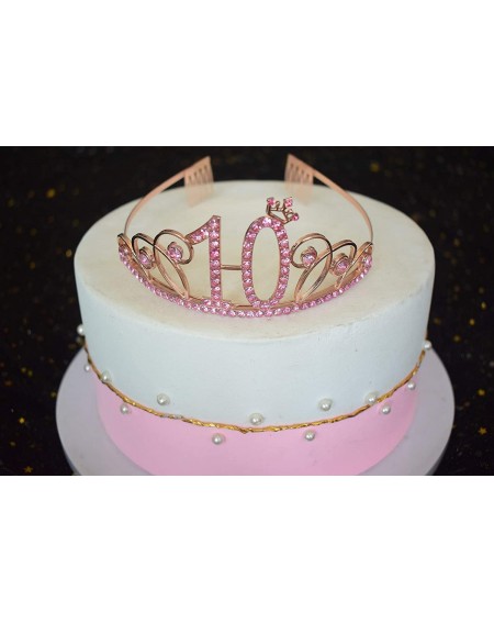 Party Packs 10th Birthday Pink Tiara and Pink Sash Happy 10th Birthday Party Supplies Birthday Girl Glitter Satin Sash and Cr...