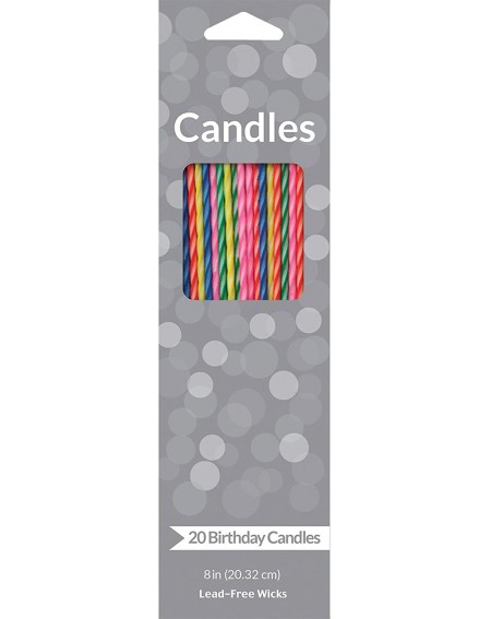 Cake Decorating Supplies Two-Tone Party Candle- 8"- Multicolored - CP129KFC2C1 $10.44