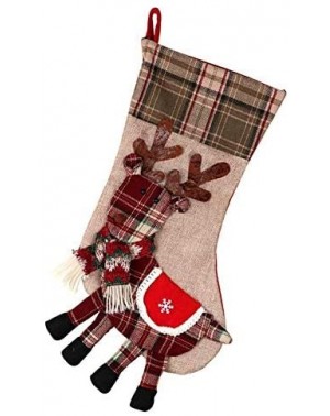 Stockings & Holders Christmas Stockings Christmas Moose Plaid Burlap Gift Box Christmas Tree Decoration New Year Gift Candy B...