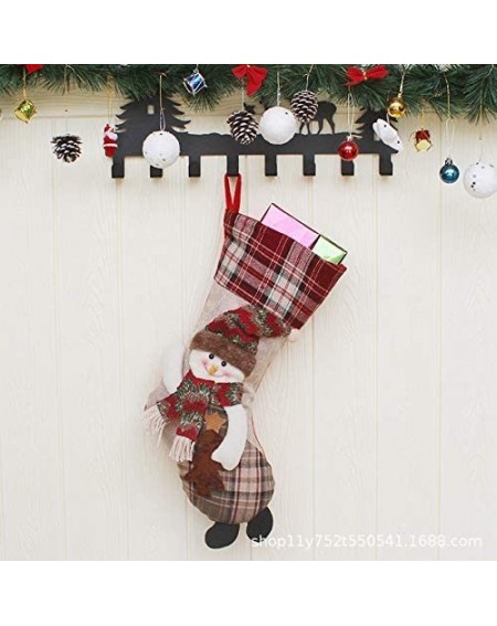 Stockings & Holders Christmas Stockings Christmas Moose Plaid Burlap Gift Box Christmas Tree Decoration New Year Gift Candy B...