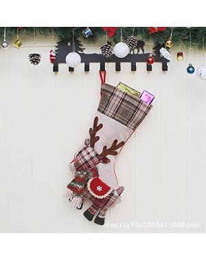 Stockings & Holders Christmas Stockings Christmas Moose Plaid Burlap Gift Box Christmas Tree Decoration New Year Gift Candy B...