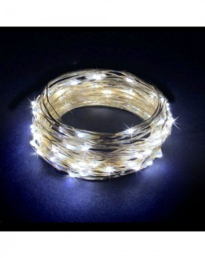 Outdoor String Lights 60 LEDs String Lights Battery Operated on 20 Feet Long Silver Color Wire- Indoor and Outdoor with Water...