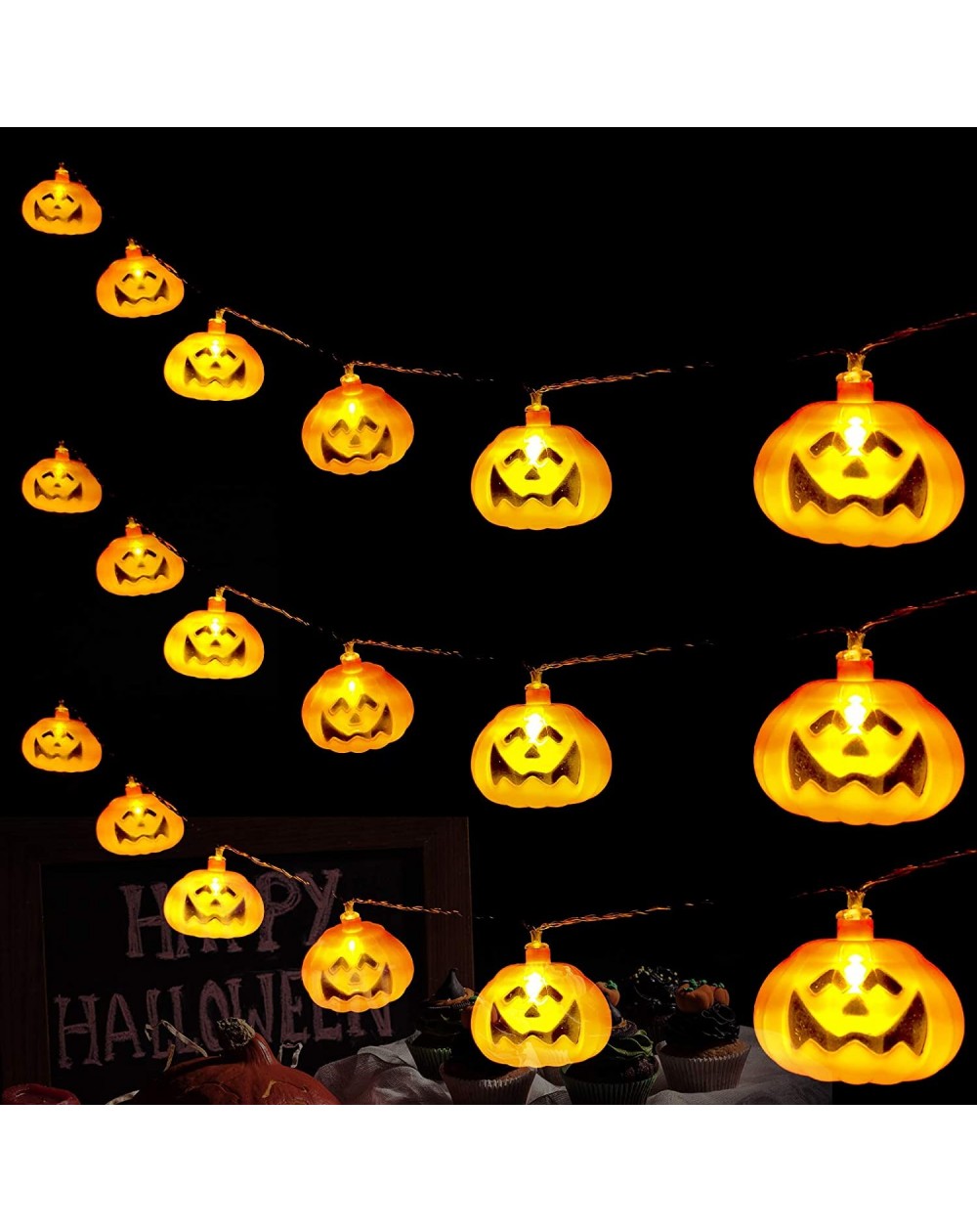 Indoor String Lights Halloween String Lights 3D Pumpkin Lights Orange Pumpkin Halloween Lights Indoor Outdoor Halloween Decor...