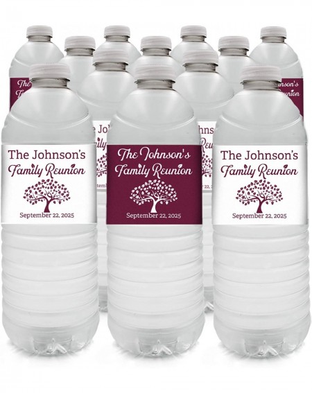 Favors Personalized Family Reunion Water Bottle Labels - 12 Stickers (Maroon) - Maroon - CN19DG43SOC $8.58