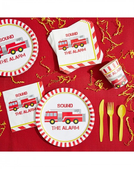 Party Packs Fire Truck Birthday Party Dinnerware Set- Sound The Alarm (144 Pieces- Serves 24) - CS18T6T8TWR $13.56