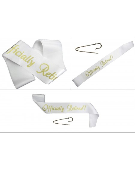 Favors Officially Retired! Sash - Retirement Novelty Sash with Large Metal Pin for Men & Women. Great for Work Party- Events-...