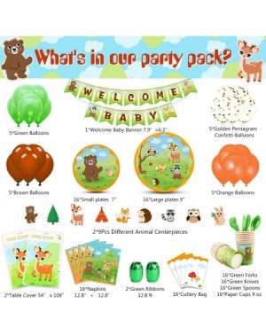 Party Packs Woodland Creatures Baby Shower Party Supplies - Forest Animals Neutral Party Decoration Banner Balloons Tableclot...