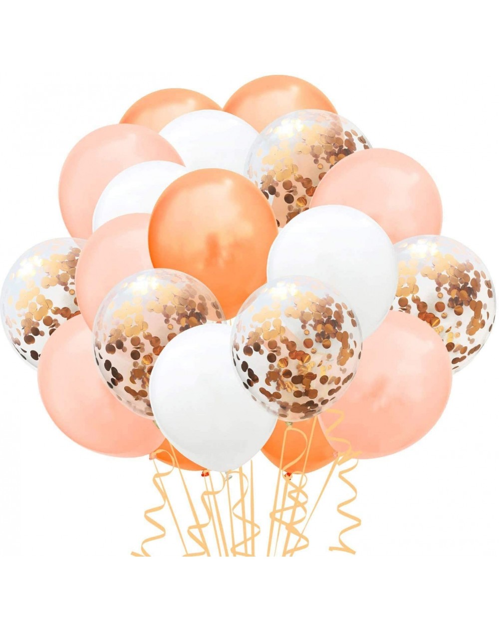 Balloons 60 Pieces 12 Inches Orange Champagne White Latex Balloons Confetti Balloons Metallic Balloons for Wedding Birthday P...