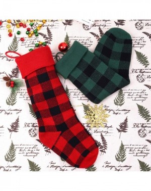 Stockings & Holders 2 Pack 18 Inches Knit Christmas Stockings Buffalo Plaid Check Decoration Stockings Xmas Fireplace Hanging...