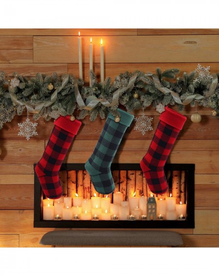 Stockings & Holders 2 Pack 18 Inches Knit Christmas Stockings Buffalo Plaid Check Decoration Stockings Xmas Fireplace Hanging...