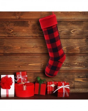 Stockings & Holders 2 Pack 18 Inches Knit Christmas Stockings Buffalo Plaid Check Decoration Stockings Xmas Fireplace Hanging...