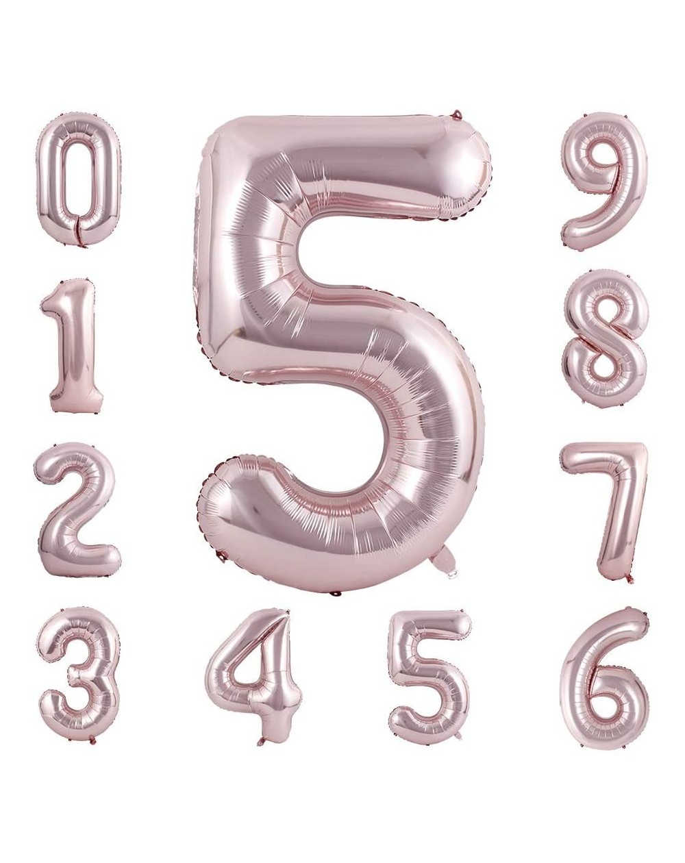 Balloons Jumbo Digital Balloons 40 inch Decoration for Birthday Anniversary Festival Party Reusable(Rose Gold Number 5) - Ros...