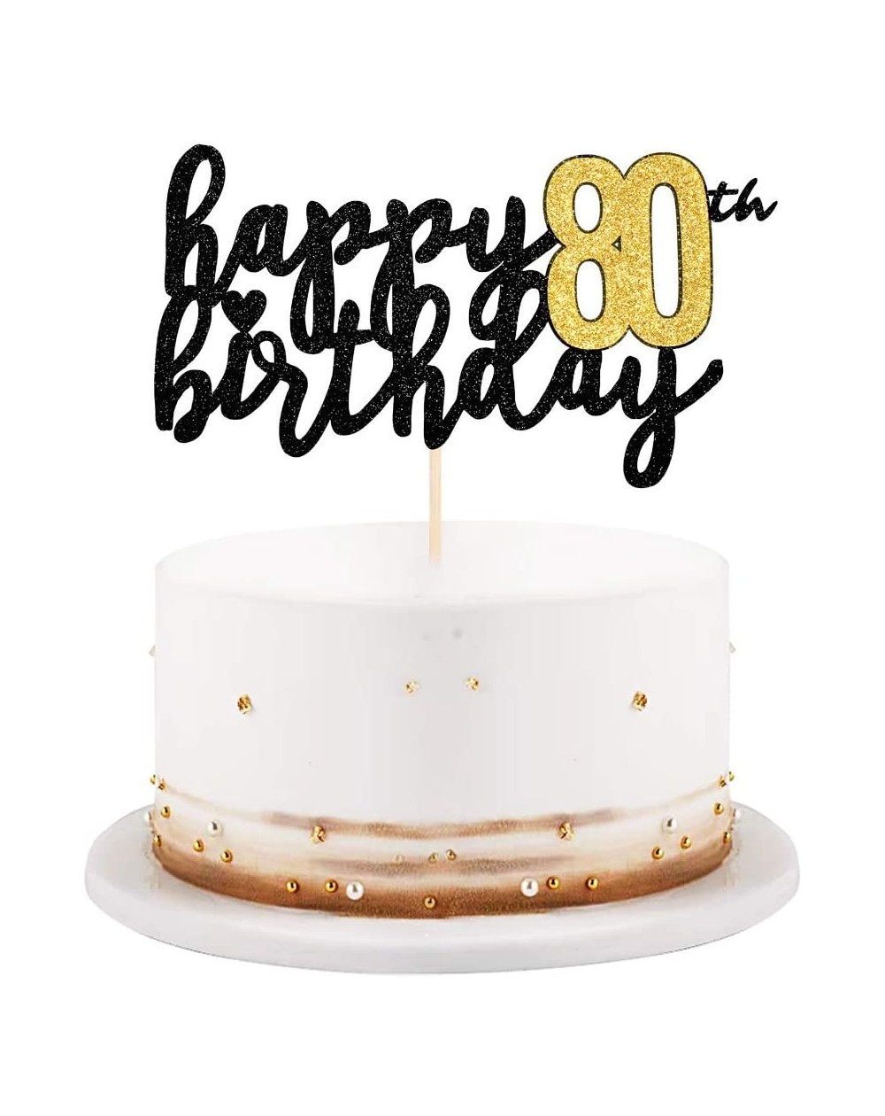 Happy Birthday Cake Topper Black Font Golden Numbers 80th Birthday ...