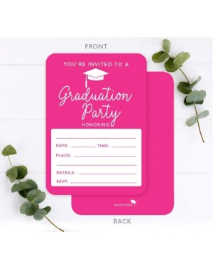 Invitations Graduation Invitations with Envelopes- 5x7-inch- Fuchsia- 24-Pack- Junior High School College University Masters ...