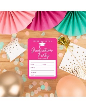 Invitations Graduation Invitations with Envelopes- 5x7-inch- Fuchsia- 24-Pack- Junior High School College University Masters ...