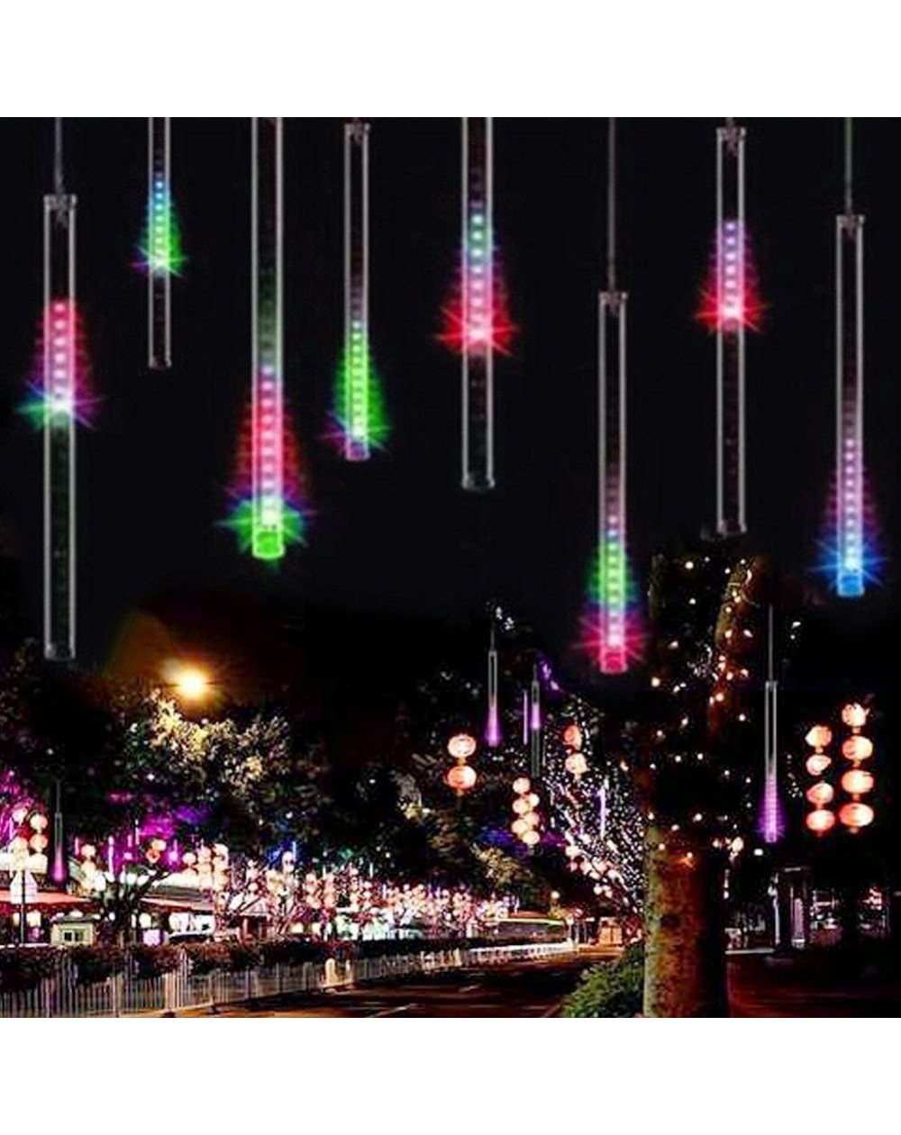 Indoor String Lights Rain Drop Lights- LED Meteor Shower Lights 11.8 inch 8 Tubes 144leds- Icicle Snow Falling Lights for Xma...