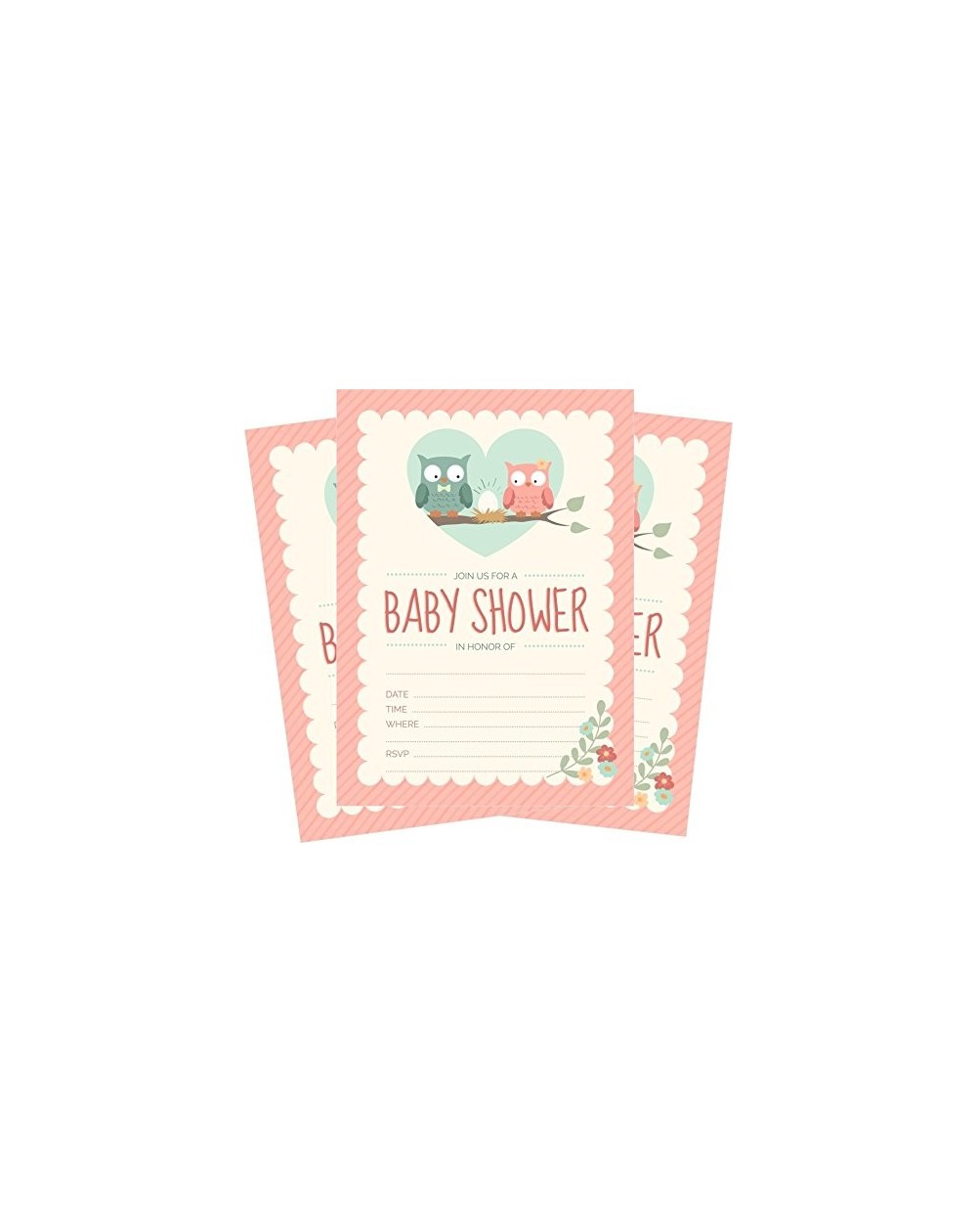 Invitations 24 Pink Owl Girl 5x7 Baby Shower Invites and 24 White Envelopes - C218D930ZN7 $16.17