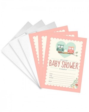 Invitations 24 Pink Owl Girl 5x7 Baby Shower Invites and 24 White Envelopes - C218D930ZN7 $16.17