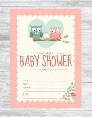 Invitations 24 Pink Owl Girl 5x7 Baby Shower Invites and 24 White Envelopes - C218D930ZN7 $16.17