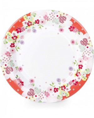 Party Packs 50PCS Floral Disposable Paper Tableware- Dinner Plates and Cups - Floral Pink- for Birthday Party- Thanksgiving- ...