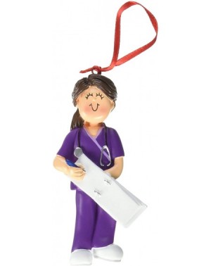 Ornaments OC-230-FBR Female Scrubs Nurse Christmas Ornament- 4-1/4-Inch- Purple - Purple - C8119O2M3BV $15.31