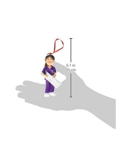 Ornaments OC-230-FBR Female Scrubs Nurse Christmas Ornament- 4-1/4-Inch- Purple - Purple - C8119O2M3BV $15.31