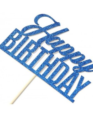 Cake & Cupcake Toppers Blue Glitter Happy Birthday Cake Topper- Anniversary Party- Birthday Sign Cake Topper- Adults Children...