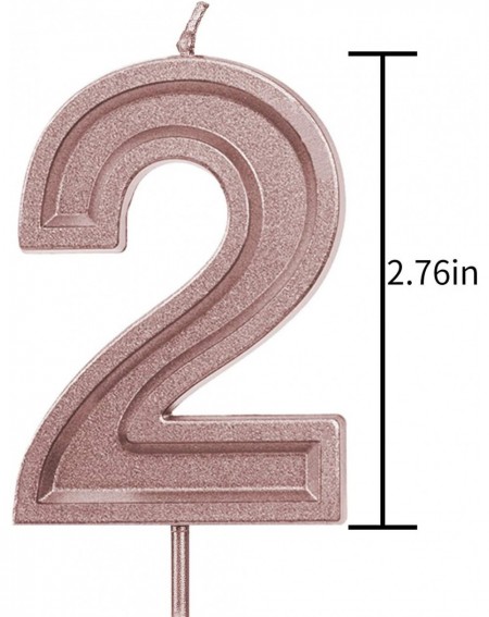 Cake Decorating Supplies 2.76 Inches Large Rose Gold Glitter Birthday Candles Birthday Cake Candles Number Candles Cake Toppe...