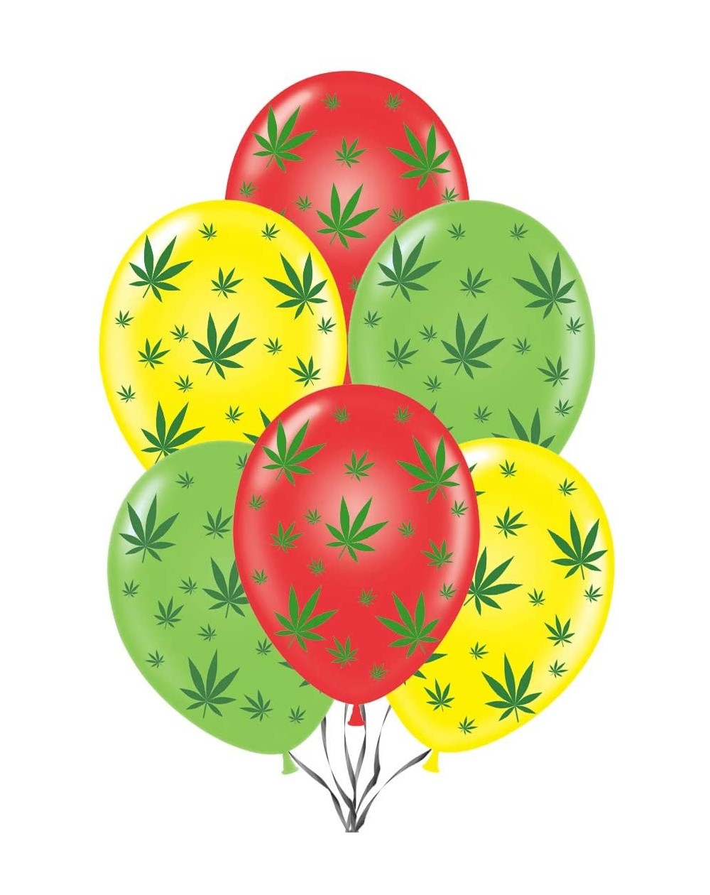 Balloons Marijuana Balloons PartyTex 11in Premium Assorted Red- Yellow and Lime Green with All-Over Print Green Marijuana Lea...