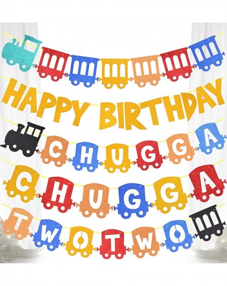 Banners 2nd Birthday Train Party Supplies- Chugga Chugga Two Two Train 2nd Birthday Party- Chuuga Chugga Two Two Train Birthd...