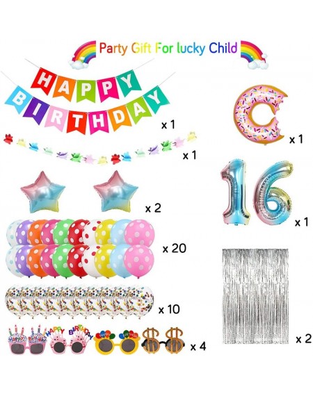 Balloons Colorful Birthday Decorations for Girls with Birthday Banner-Rainbow 16 Colorful Number- Confetti Balloons-Colorful ...