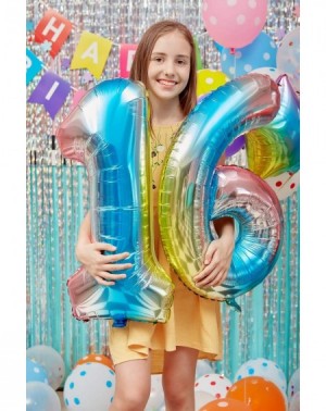 Balloons Colorful Birthday Decorations for Girls with Birthday Banner-Rainbow 16 Colorful Number- Confetti Balloons-Colorful ...