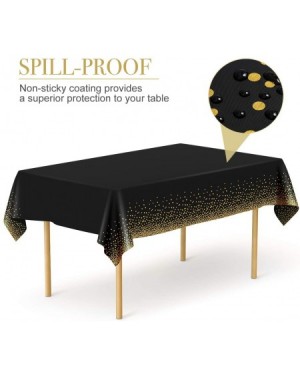 Tablecovers 6 Pack Black and Gold Plastic Tablecloths for Rectangle Tables- Disposable Party Gold Dot Confetti Table Covers w...