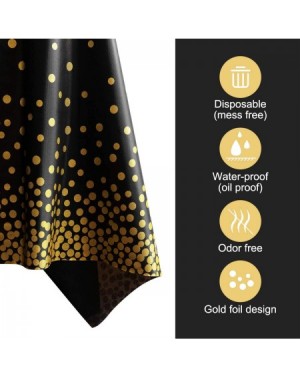 Tablecovers 6 Pack Black and Gold Plastic Tablecloths for Rectangle Tables- Disposable Party Gold Dot Confetti Table Covers w...