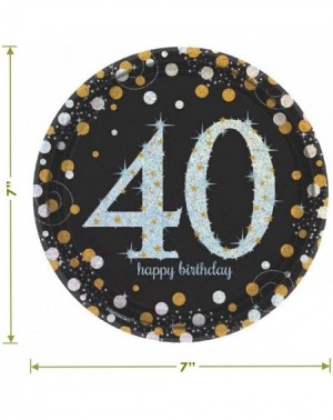 Party Packs 40th Birthday Party Supplies - Metallic Silver and Gold Dot Paper Dessert Plates and Beverage Napkins (Serves 16)...