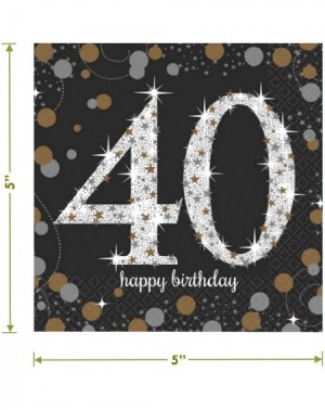 Party Packs 40th Birthday Party Supplies - Metallic Silver and Gold Dot Paper Dessert Plates and Beverage Napkins (Serves 16)...