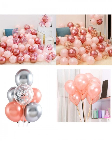 Balloons 100 PCS 12 Inches Pearlized Rose Gold Latex Balloons Large Thick Big Round Shining Pearlescent Biodegradable Bulk He...