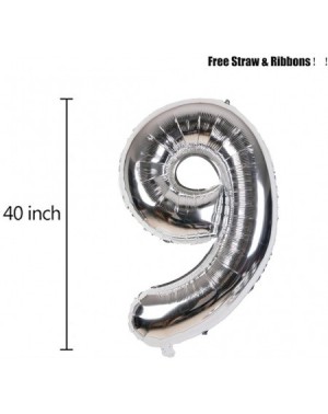 Balloons 40 Inch Giant Helium Foil Number 0-9 Silver Balloon Birthday Wedding Party Decorations (Silver Number Balloon 9) - S...