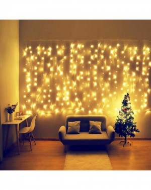 Outdoor String Lights Curtain Lights-13ftx6.5ft Safety Window Curtain Icicle String Lights with Memory 30V 8 Modes for Christ...