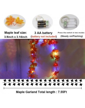 Garlands 2 Pack Thanksgiving Fall Decorations Leaf Lighted Garland String Lights for Indoor Outdoor 7.55 ft Maple Leaves 40 L...