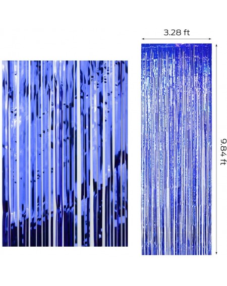 Photobooth Props 2 Pack 3.28 ft x 9.8 ft Blue Foil Curtains Metallic Tinsel Fringe Curtain Photo Booth Props Backdrop Curtain...