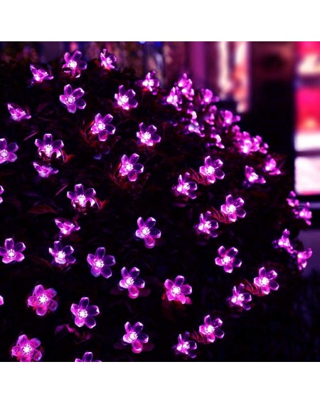 Outdoor String Lights Solar Christmas String Lights- 21ft 50 LED Halloween Purple String Lights- Fairy Blossom Lights String-...